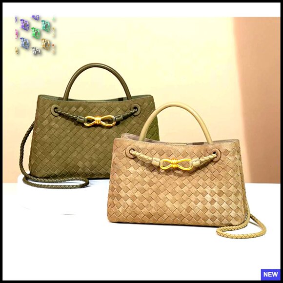 Suede Woven Tote Bag Retro Shoulder Satchel Crossbody Purse Top Handle - Picture 7 of 7